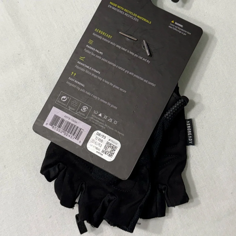 adidas Aeroready Essential Adjustable Training Gloves Fingerless Black Neon Logo
